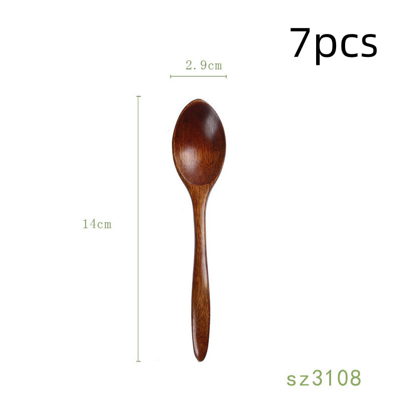 Japanese Style Wooden Long Handle Soup Instant Noodle Spoon