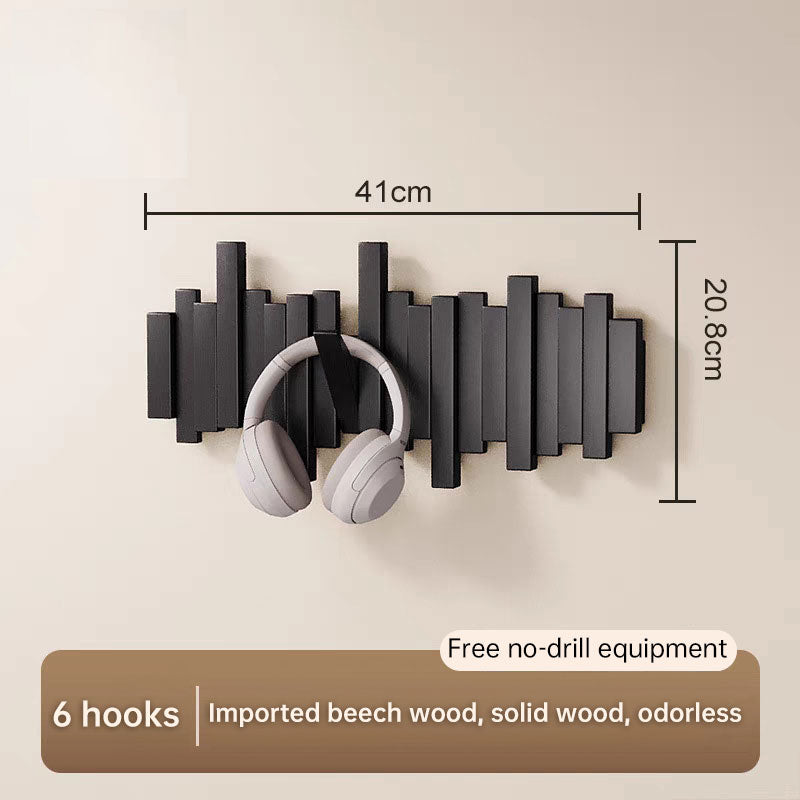 Solid Wood Hanger, Piano Key Wall Hook, Adhesive Back-of-Door Coat Hook, No Drill Entryway Organizer.