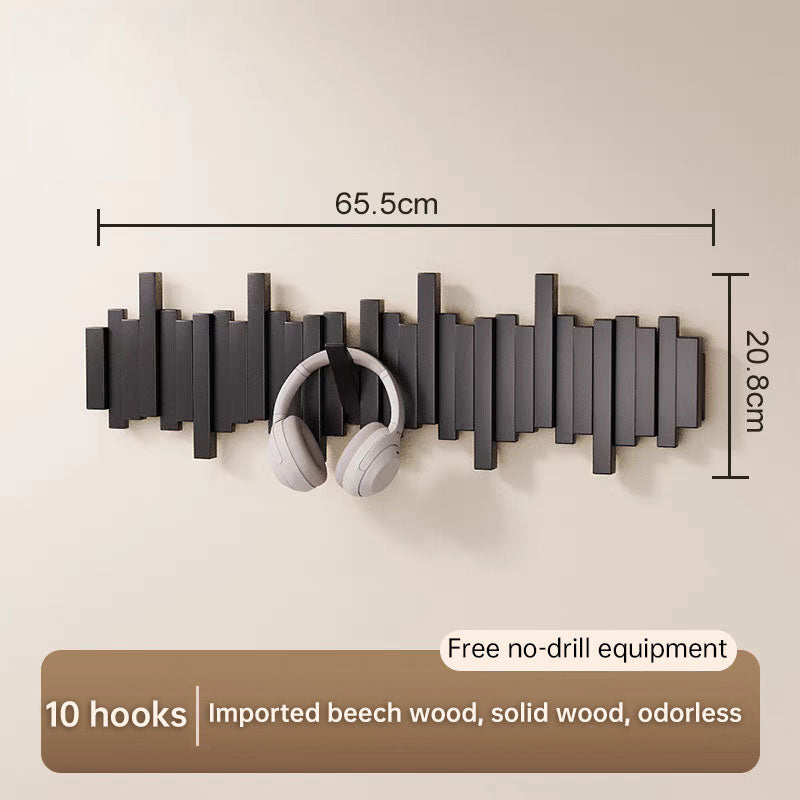 Solid Wood Hanger, Piano Key Wall Hook, Adhesive Back-of-Door Coat Hook, No Drill Entryway Organizer.