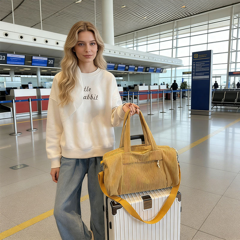 High-Capacity New Sports Shoulder Bag, Portable Solid Color Crossbody with Adjustable Strap, Unisex Corduroy Messenger Bag