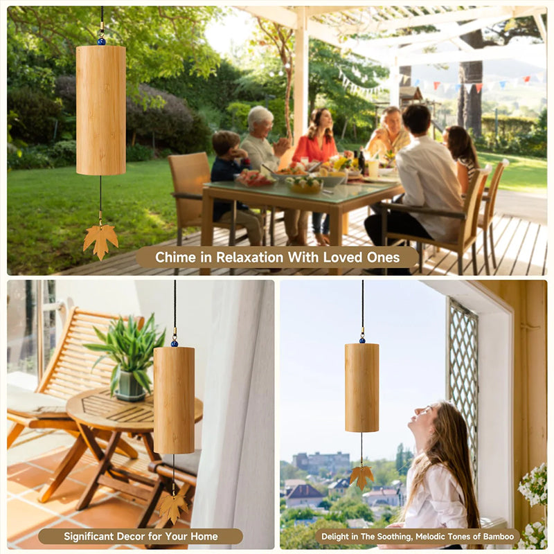 Bamboo Wind Chime, Zen Home Decor with 8 Tones, Handcrafted Bells for Outdoor Garden, Patio, and Porch