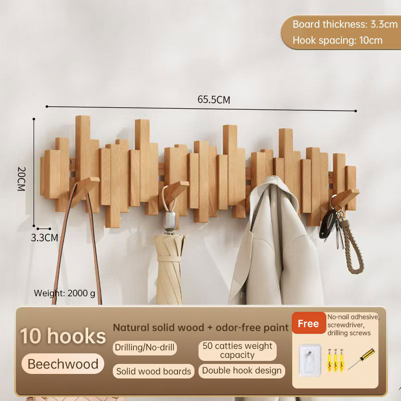 Solid Wood Hanger, Piano Key Wall Hook, Adhesive Back-of-Door Coat Hook, No Drill Entryway Organizer.