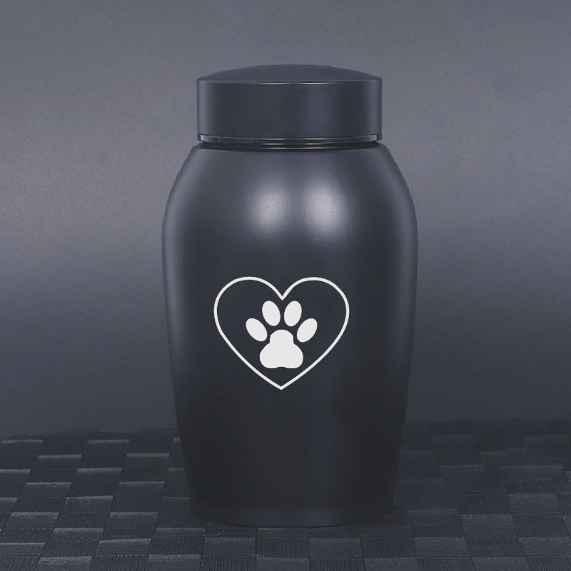 Stainless Steel Pet Memorial Urn: Black Portable & Moisture-Proof Ash Keepsake Designed for Small Pets