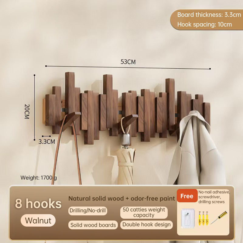 Solid Wood Hanger, Piano Key Wall Hook, Adhesive Back-of-Door Coat Hook, No Drill Entryway Organizer.