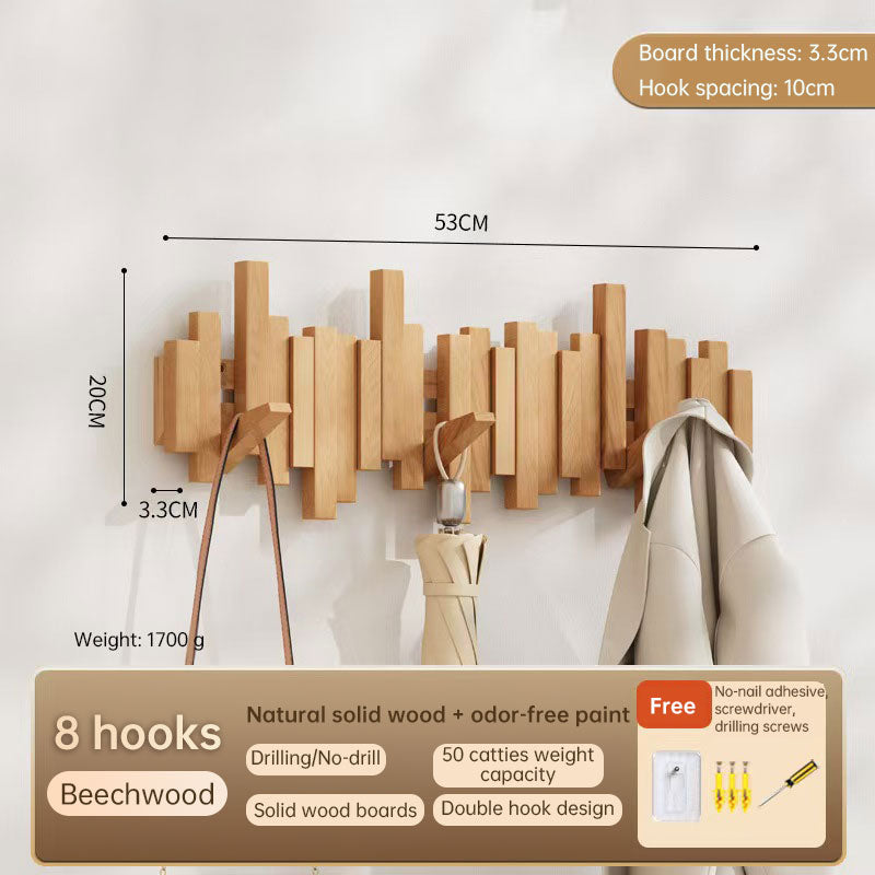 Solid Wood Hanger, Piano Key Wall Hook, Adhesive Back-of-Door Coat Hook, No Drill Entryway Organizer.