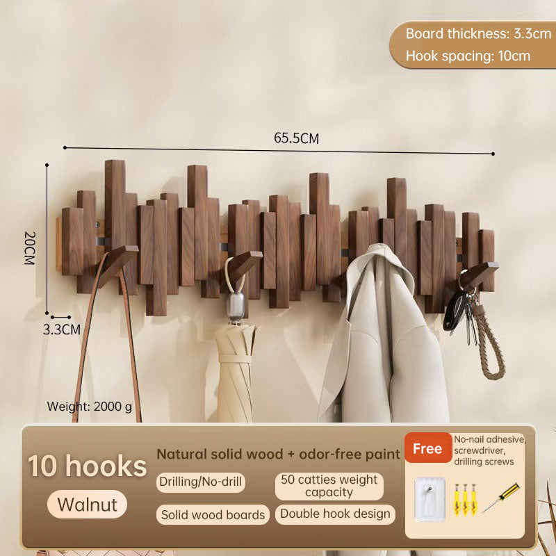 Solid Wood Hanger, Piano Key Wall Hook, Adhesive Back-of-Door Coat Hook, No Drill Entryway Organizer.