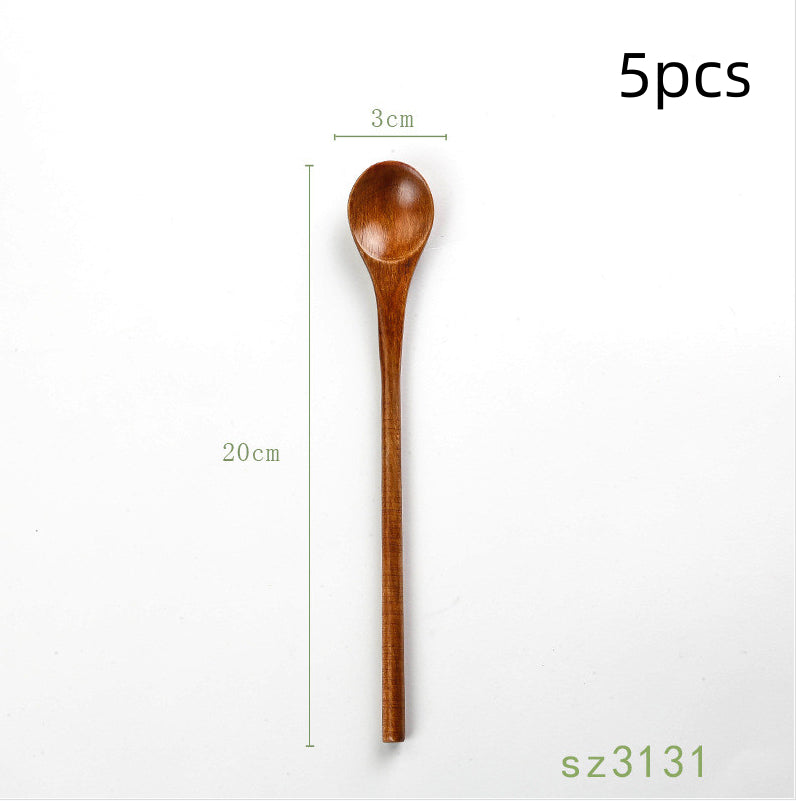 Japanese Style Wooden Long Handle Soup Instant Noodle Spoon