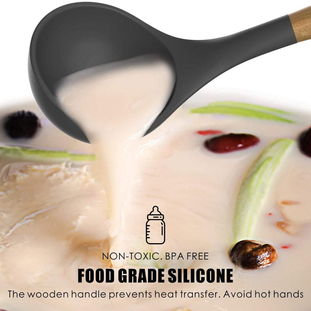 14-Piece Silicone Kitchen Utensils Set Non-stick Cooking Spoon And Baking Tools---Black