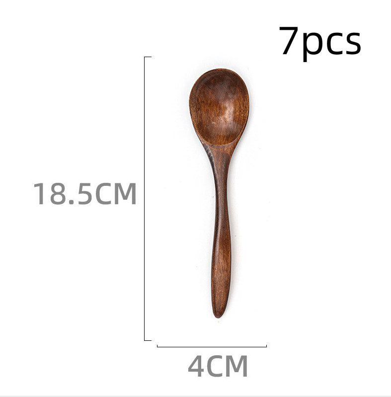 Japanese Style Wooden Long Handle Soup Instant Noodle Spoon