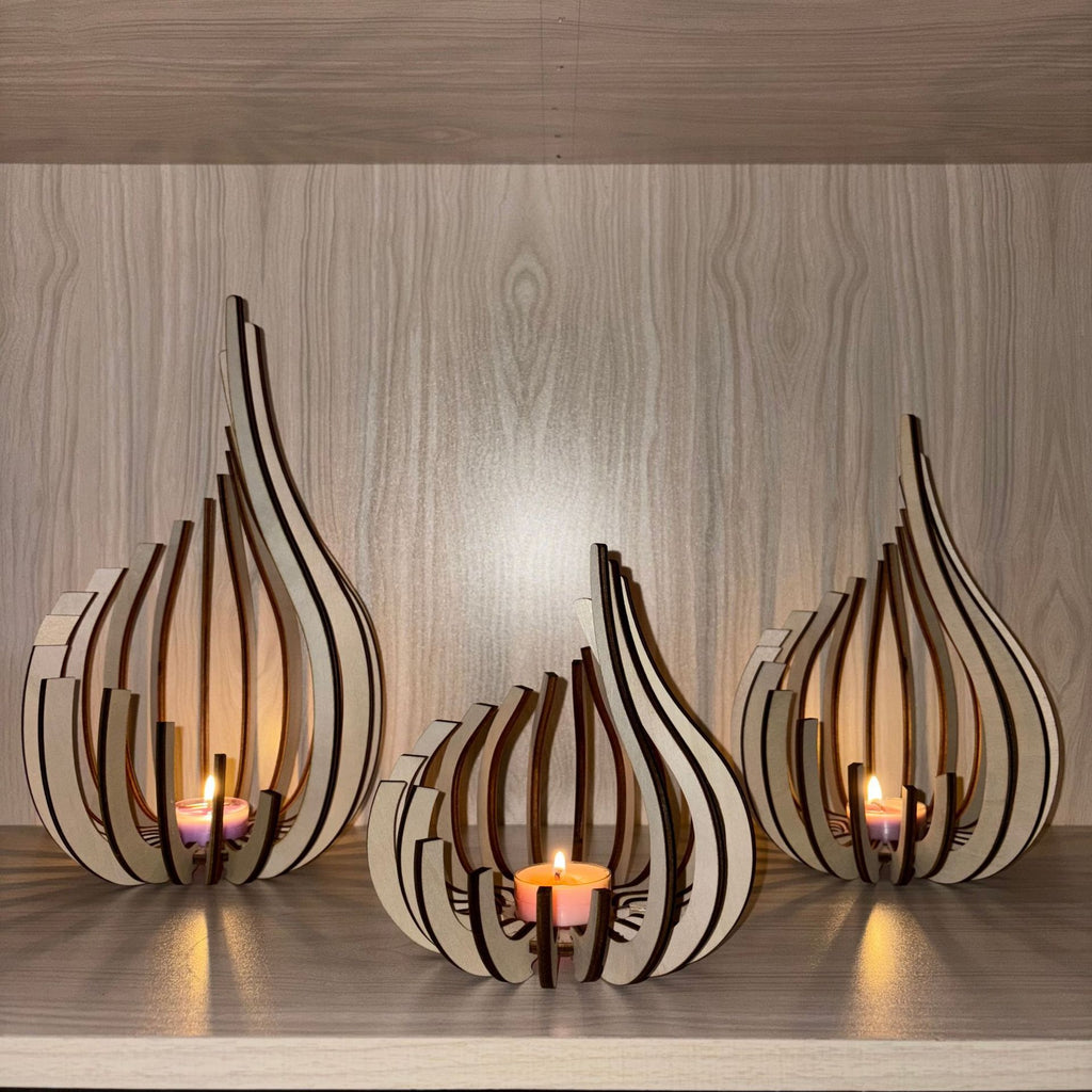 New Arrival Wooden Candle Holder Table Decor Gift Lotus-Shaped Display Shelf
